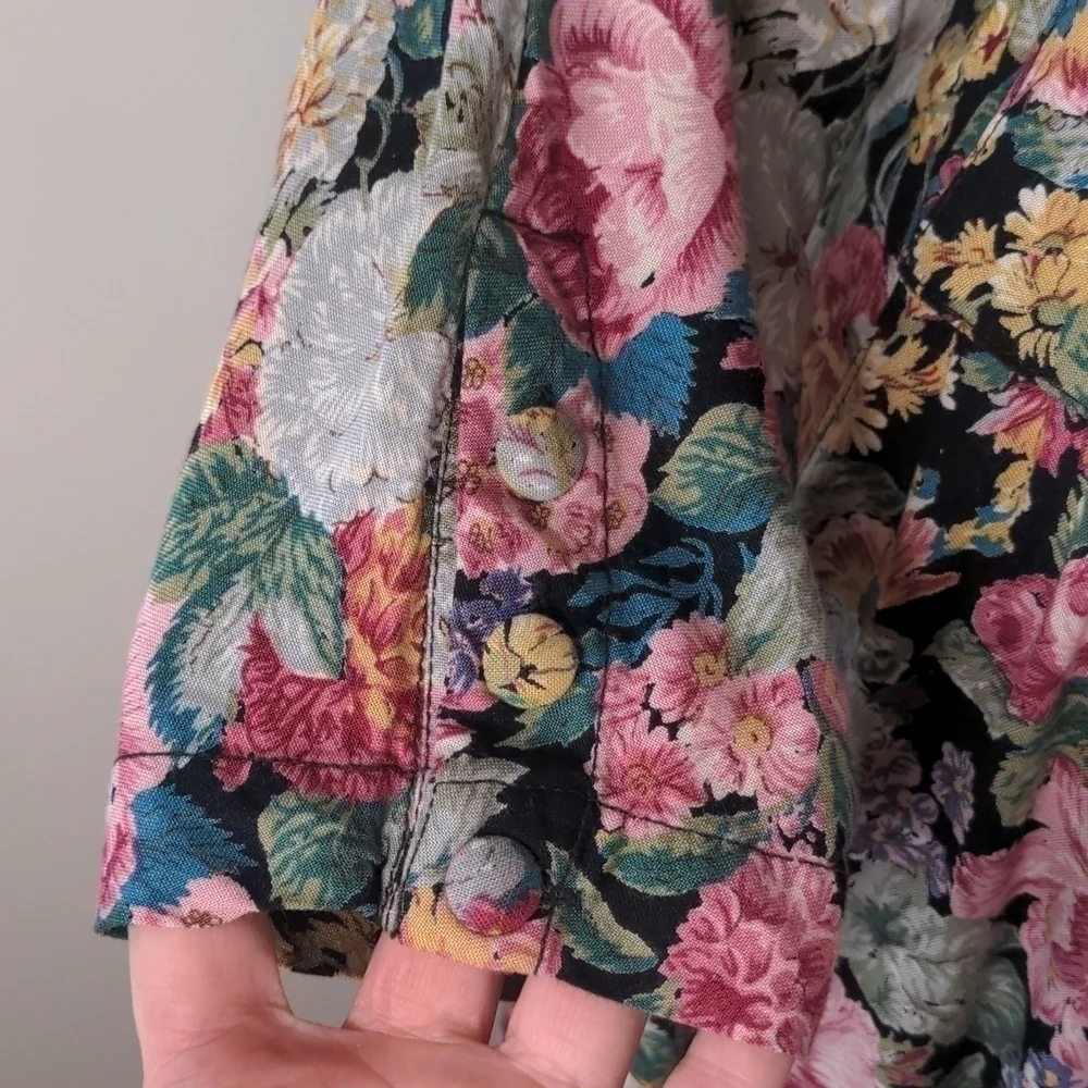 Vintage 80's 90's Floral Long Midi Dress - Picture 5 of 12